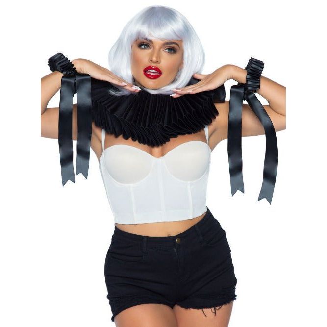 Deluxe Ruffle Neck Piece And Wrist Cuffs - worldclasscostumes