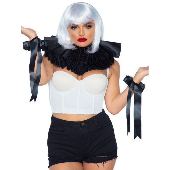 Deluxe Ruffle Neck Piece And Wrist Cuffs - worldclasscostumes