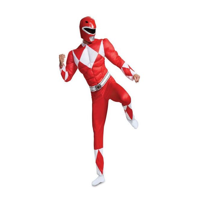 Disguise Men's Red Ranger Classic Muscle Adult Costume - worldclasscostumes
