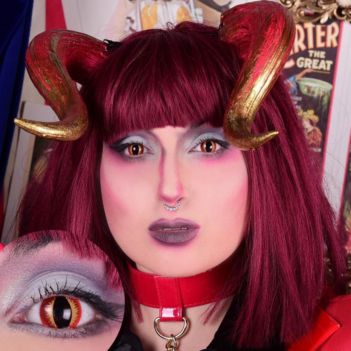 Dragon - Red Reptile Colored Contact lenses - worldclasscostumes