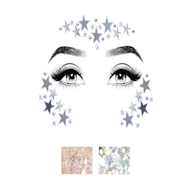 Dream Adhesive Mirror Star and Rhinestone Face Glitter - worldclasscostumes