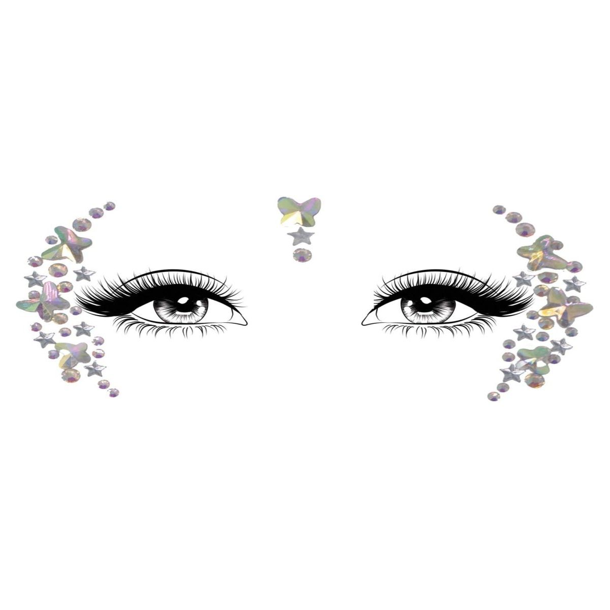 Elera iridescent adhesive face jewels sticker frames eyes with butterfly centerpiece for festival looks
