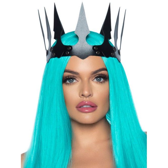 Faux Leather Spiked Crown - worldclasscostumes