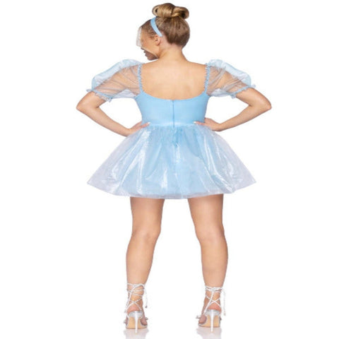 Frosted Organza Babydoll Dress With Ruffled Sweetheart Neckline And Puff Sleeves - worldclasscostumes