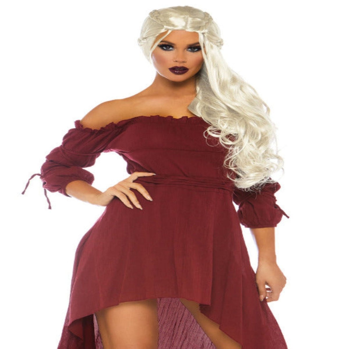 Gauze Peasant Dress With Tie Up Details - worldclasscostumes