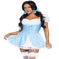 Gingham dress with lace up front and split skirt accent. - worldclasscostumes