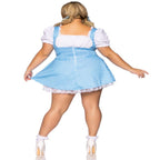Gingham dress with lace up front and split skirt accent. - worldclasscostumes