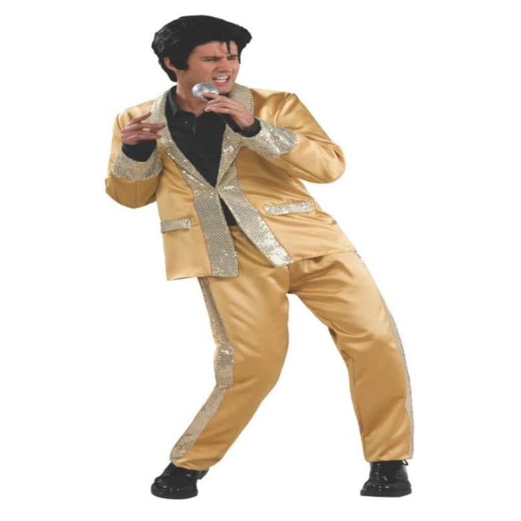 Gold Satin Suit Deluxe Adult Elvis Presley Costume - worldclasscostumes
