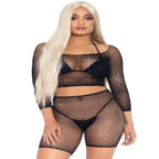 Good Vibes Fishnet Crop Top & Bike Shorts - worldclasscostumes