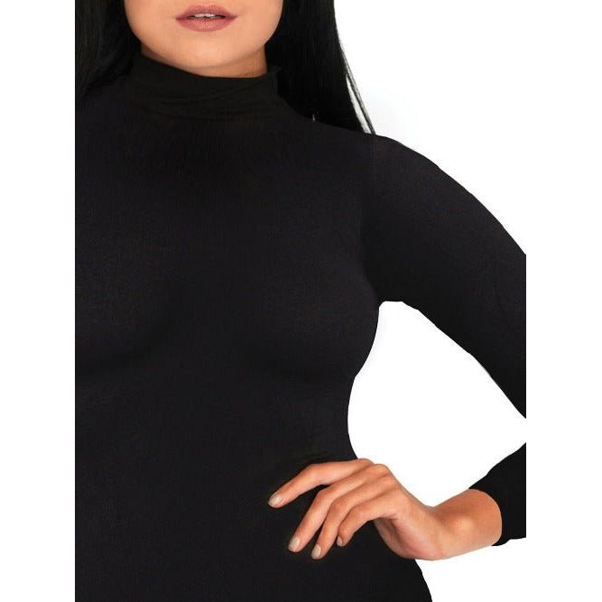 High Neck 3/4 Sleeve Bodysuit with Snap Crotch - worldclasscostumes