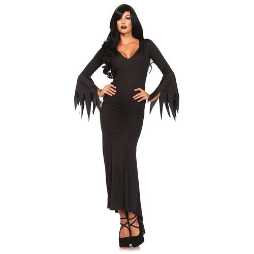 High Slit Floor Length Bodycon Gothic Dress - worldclasscostumes