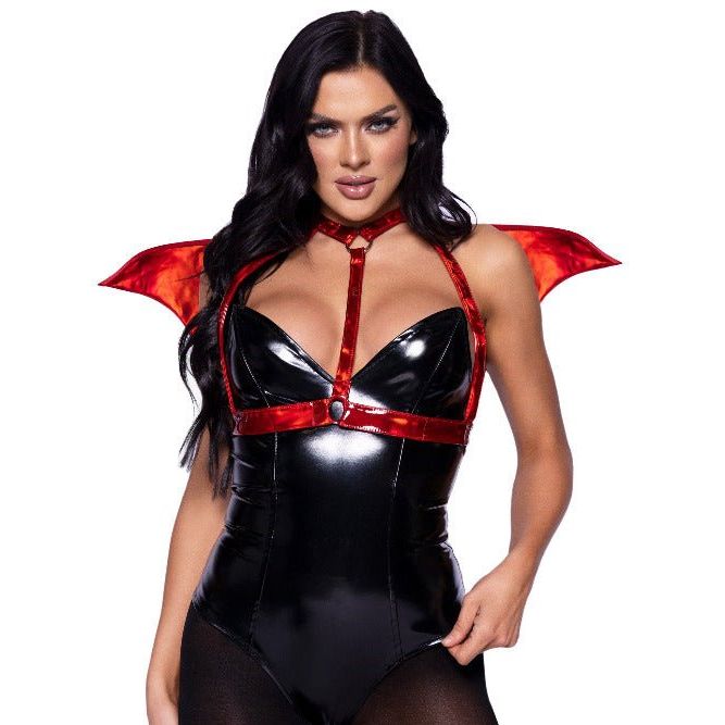 Iridescent vinyl devil wing body harness. - worldclasscostumes