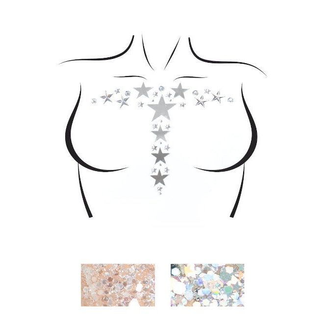 Kismet Adhesive Mirror Star and Rhinestone Body Sticker - worldclasscostumes