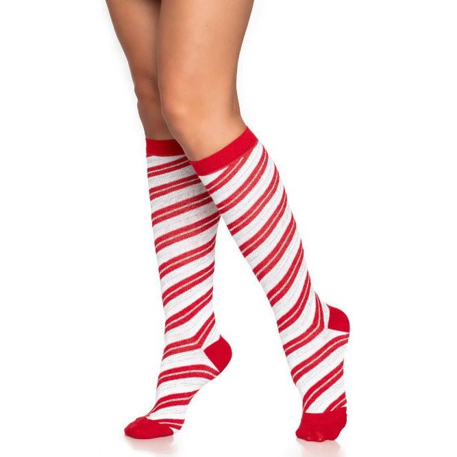 Krystal Candy Cane Knee Socks - worldclasscostumes