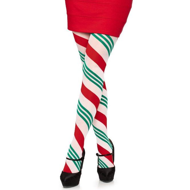 Lane Holiday Ribbon Striped Tights - worldclasscostumes