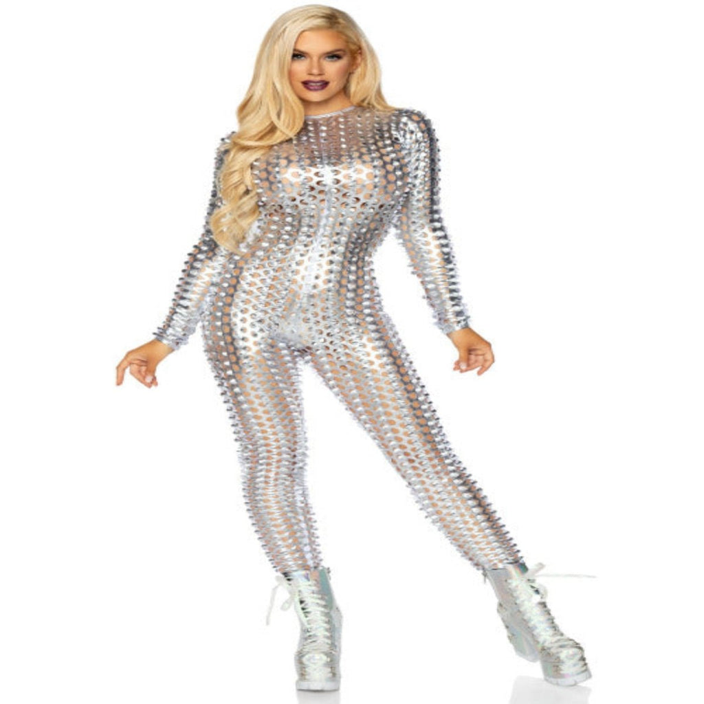 Laser cut metallic catsuit. - worldclasscostumes