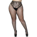 Leg Avenue Women's French cut fishnet tights with faux lace up backseam - worldclasscostumes