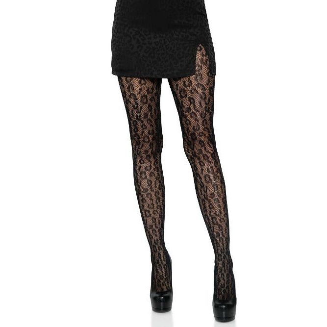 Leg Avenue Women's Leopard Print Opaque Tights - worldclasscostumes