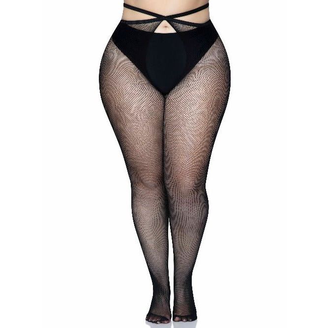 Leg Avenue Women's Micro net strappy waist crotchless tights - worldclasscostumes