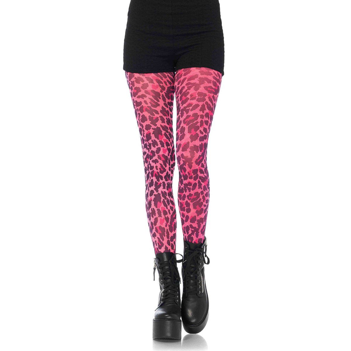 Leg Avenue Women's Neon Leopard Print Opaque Tights - worldclasscostumes