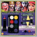Makeup Factory Kit: 12-piece set with 8-color palette, fake blood, glitter gel, scar/tooth wax, sponges and brush.