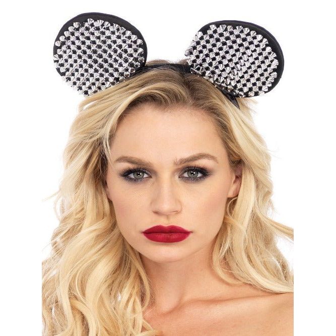 Metallic Studded Mouse Ears Headband - worldclasscostumes