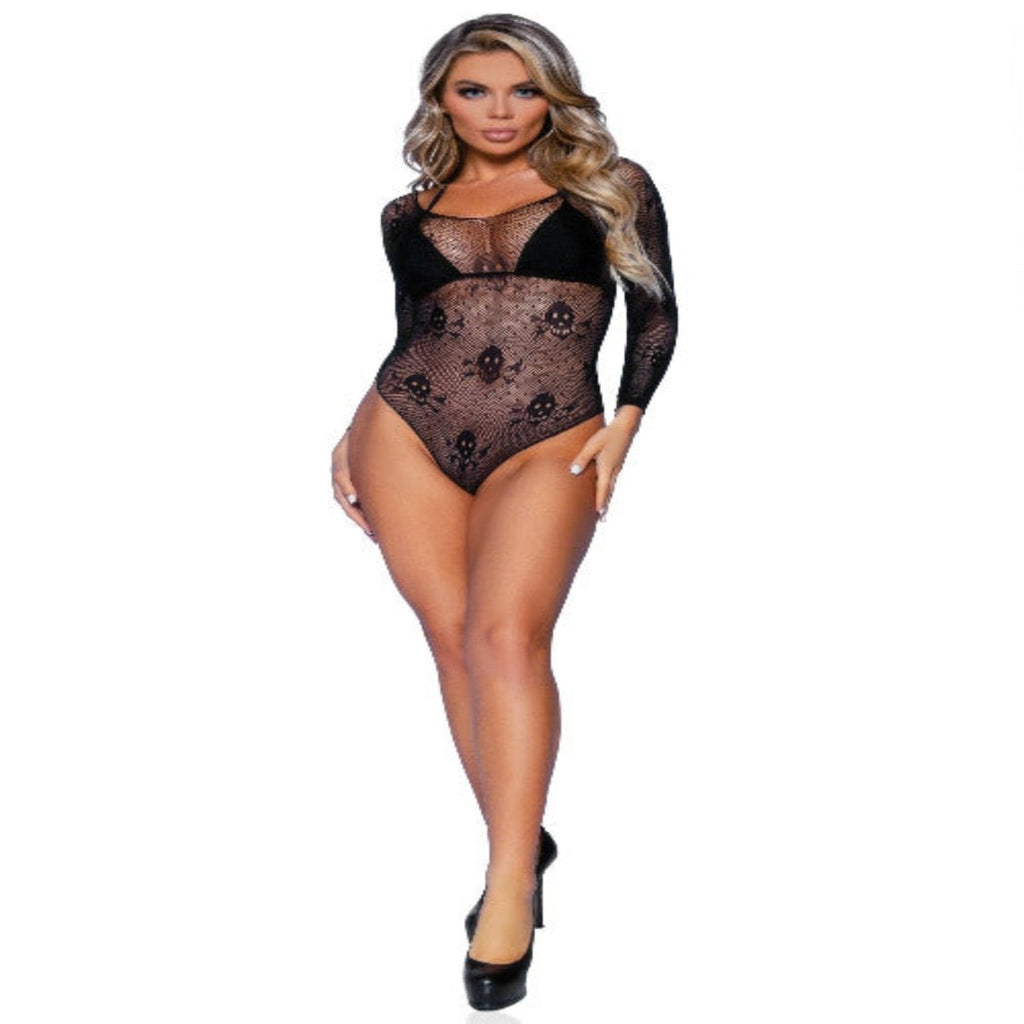 Micro Net Snap Crotch Skull Bodysuit - worldclasscostumes