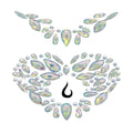 Novalie adhesive body jewels sticker with iridescent rhinestones arranged for belly button jewelry.