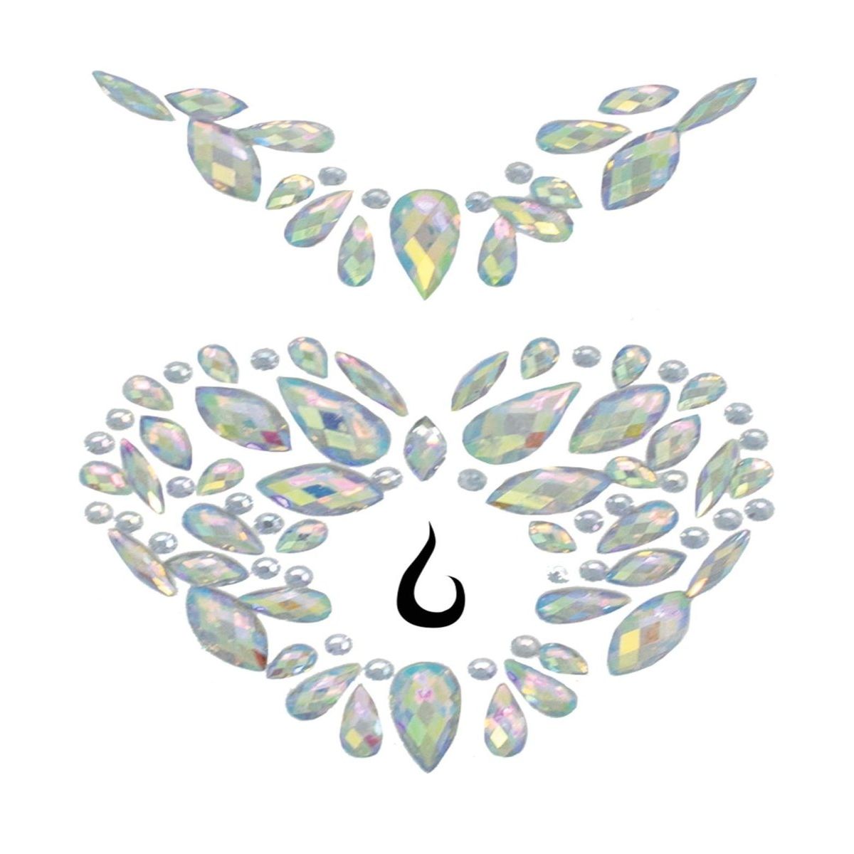 Novalie adhesive body jewels sticker with iridescent rhinestones arranged for belly button jewelry.