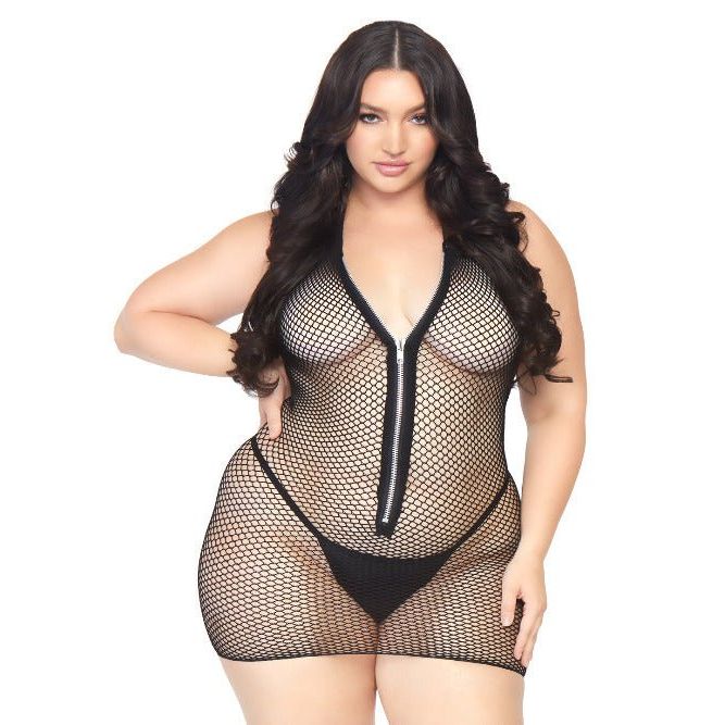 Plus Can't Wait Zipper Halter Dress - worldclasscostumes