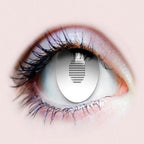PRIMAL Sub Zero opaque gray contact lens with mesh over the pupil for an icy cryomancer look.