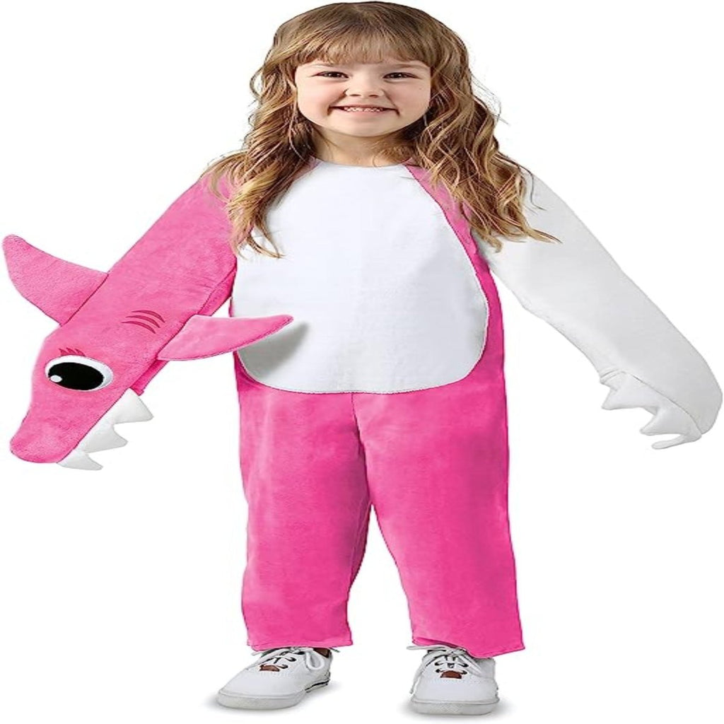 Princess Paradise Child's Pink Fong Chompers Chompin' Mommy Shark Costume; pink plush jumpsuit with white belly