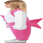 Child wearing Princess Paradise Child's Pink Fong Chompers Chompin' Mommy Shark costume; pink with white belly and fins.