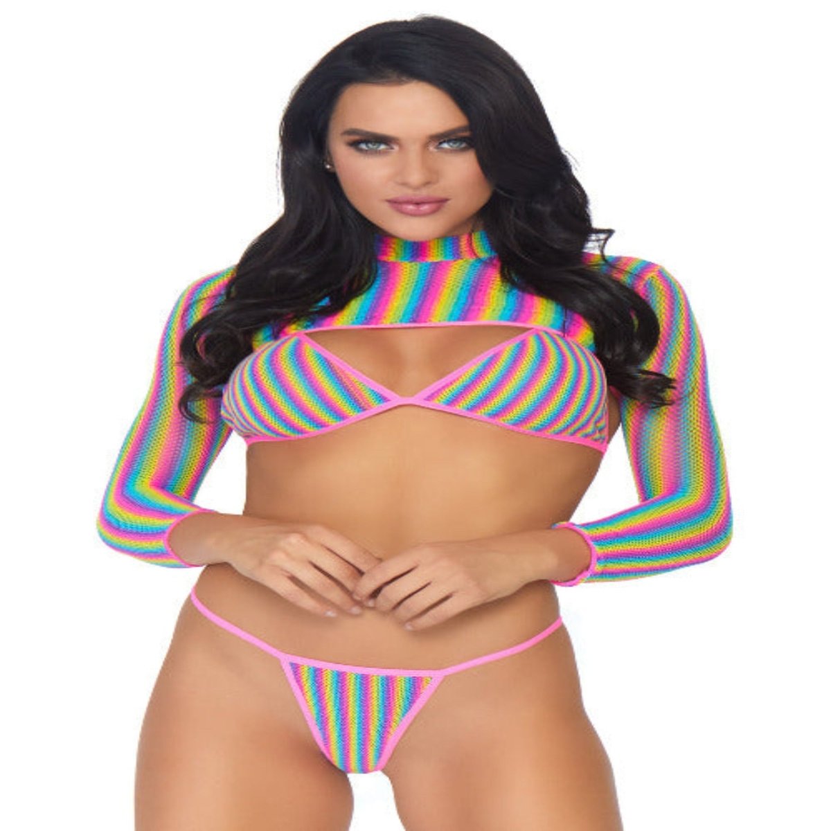 Rainbow Dreams Fishnet Bikini Set - worldclasscostumes