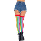 Rainbow Fishnet Thigh Highs - worldclasscostumes