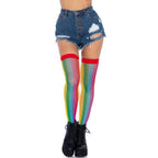 Rainbow Fishnet Thigh Highs - worldclasscostumes