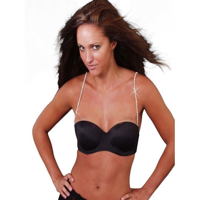 Rhinestone Bra Strap 1 Row – Silver - worldclasscostumes