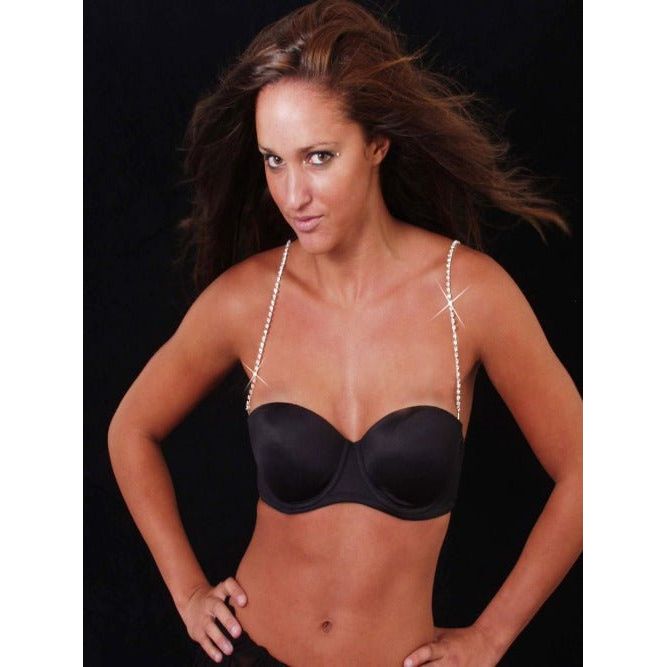 Rhinestone Bra Strap 1 Row – Silver - worldclasscostumes