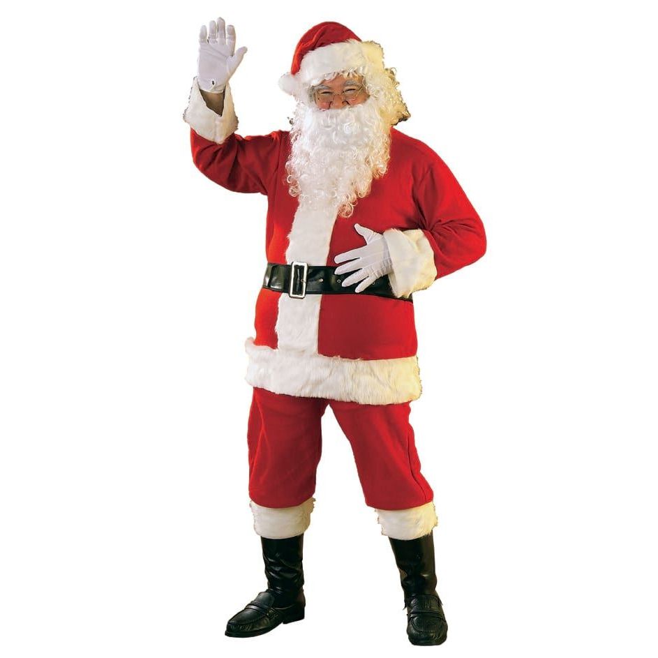 Rubie's Bright Red Flannel Santa Suit with Gloves - worldclasscostumes