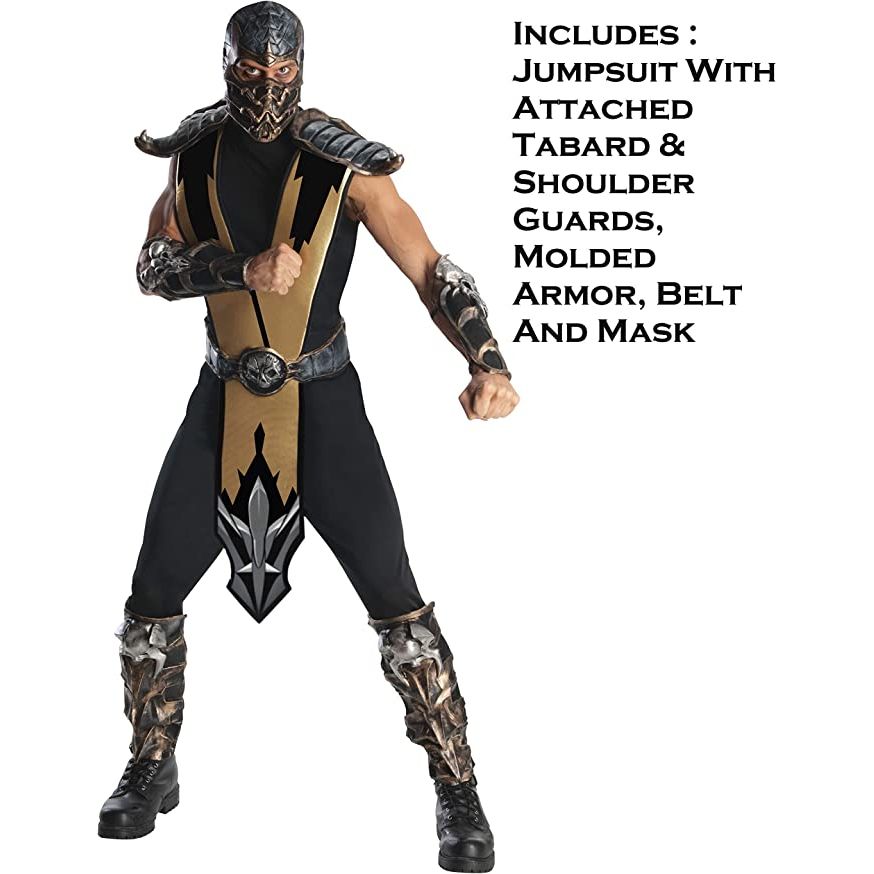 Rubie's Men Mortal Kombat Deluxe Scorpion Adult Sized Costumes - worldclasscostumes