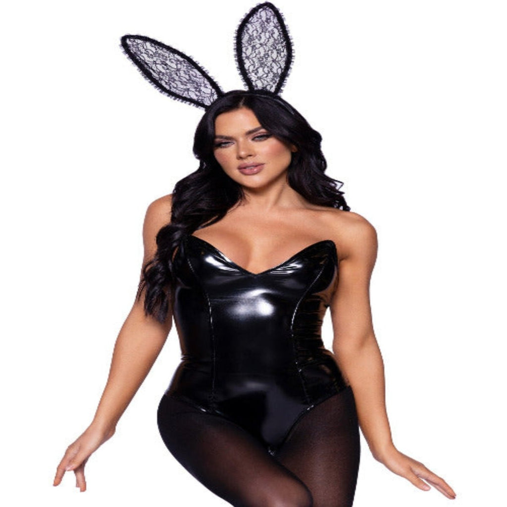 Ruffle trimmed bendable lace bunny ears - worldclasscostumes