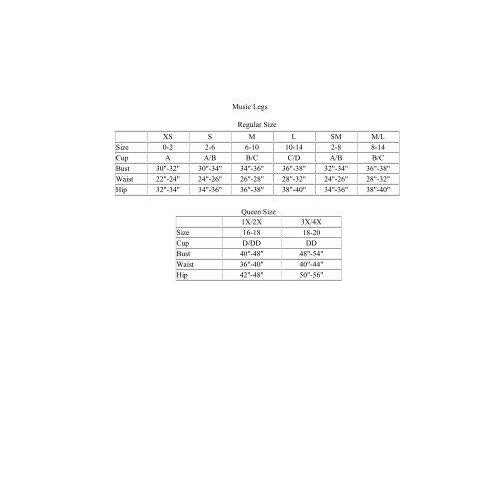 Size chart showing regular and plus-size measurements (bust, waist, hip, cup) for XS–4X.