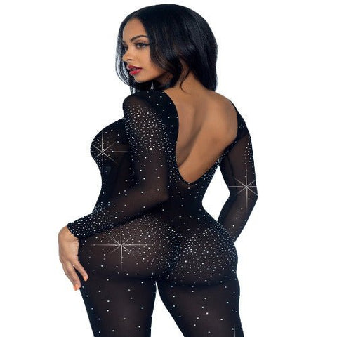 Sheer rhinestone catsuit. - worldclasscostumes