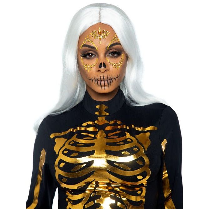 Skeleton Adhesive Face and Chest Jewel Stickers - worldclasscostumes