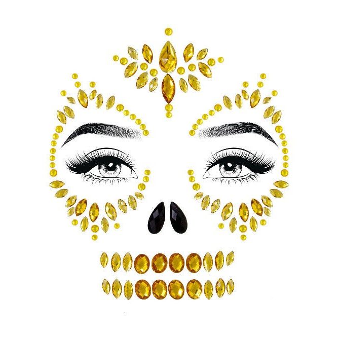Skeleton Adhesive Face and Chest Jewel Stickers - worldclasscostumes