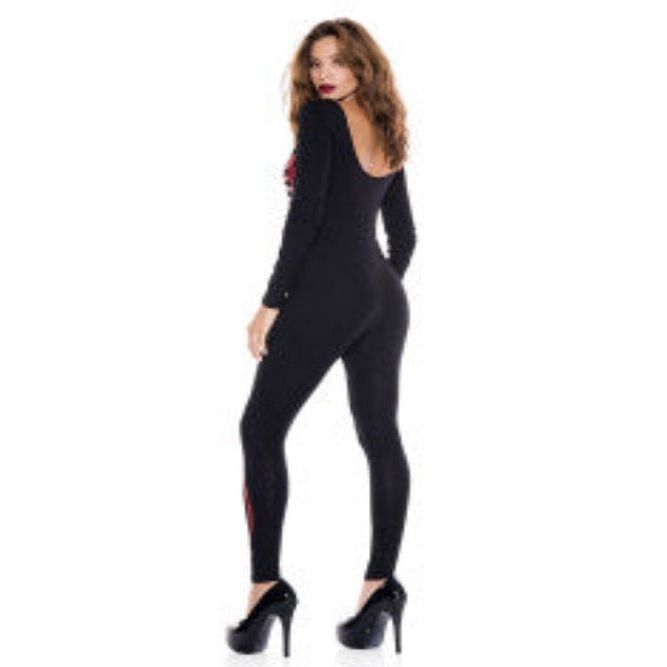 Skeleton Red Print Catsuit Women Costume - worldclasscostumes