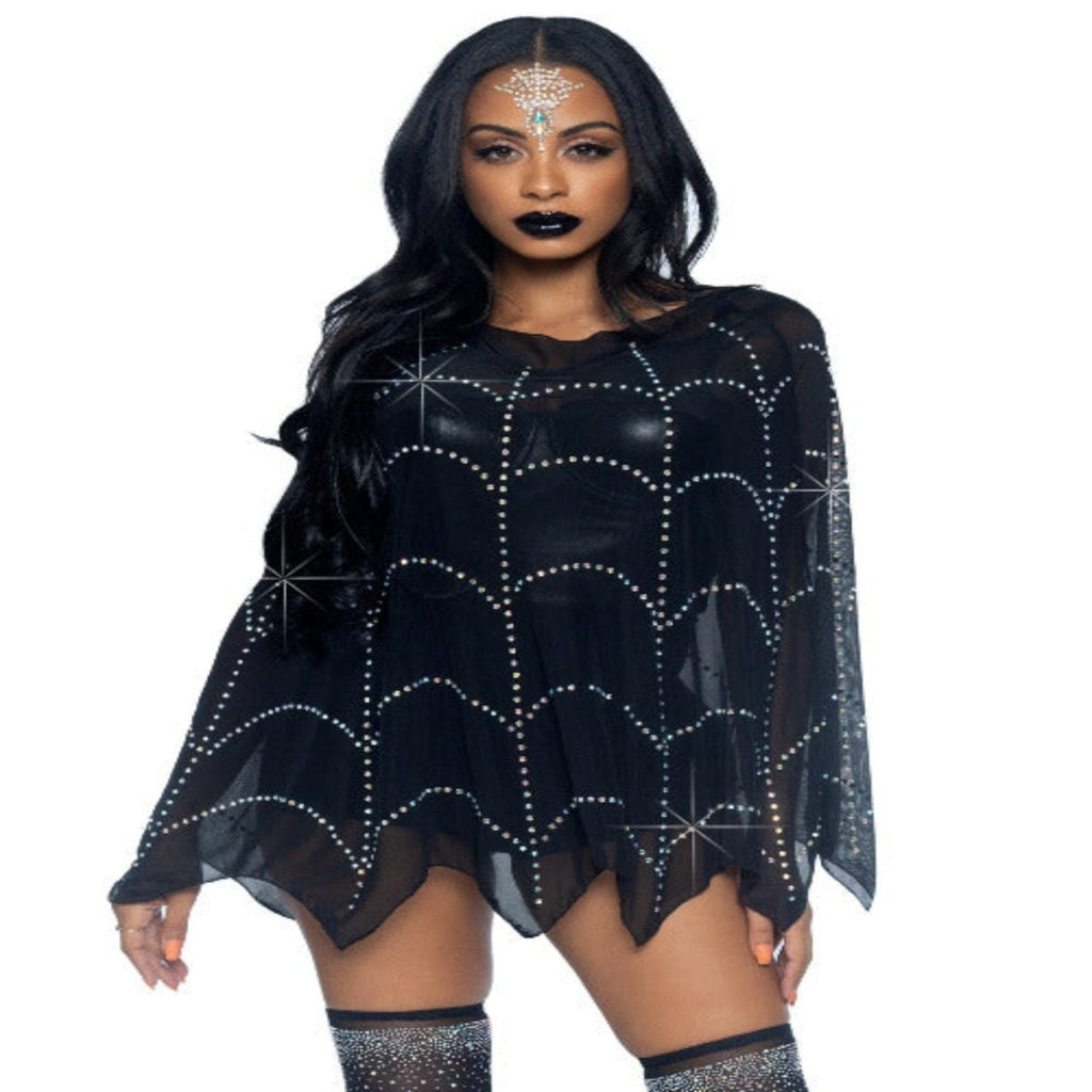 Spider Web Rhinestone Costume Poncho - worldclasscostumes