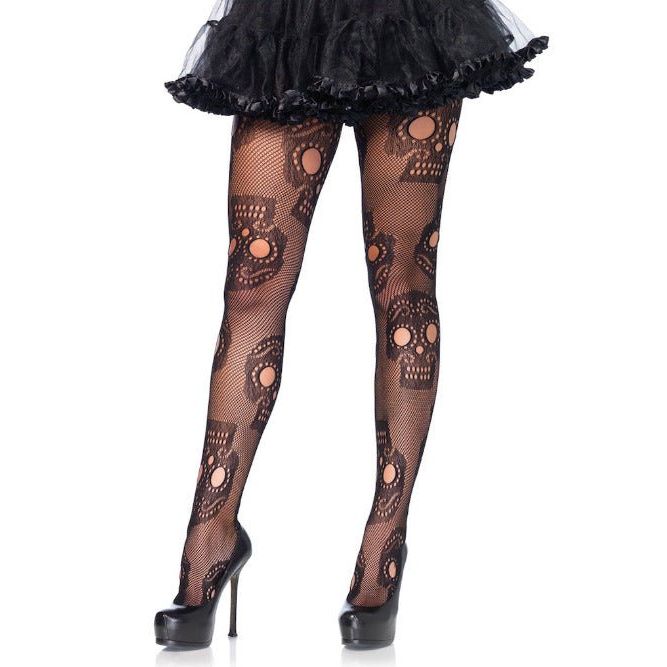 Sugar Skull Net Tights - worldclasscostumes