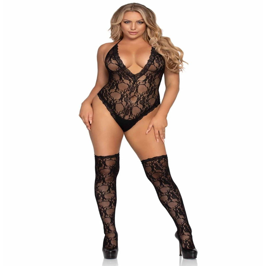Sweet Romance Lace Teddy & Stockings Set - worldclasscostumes