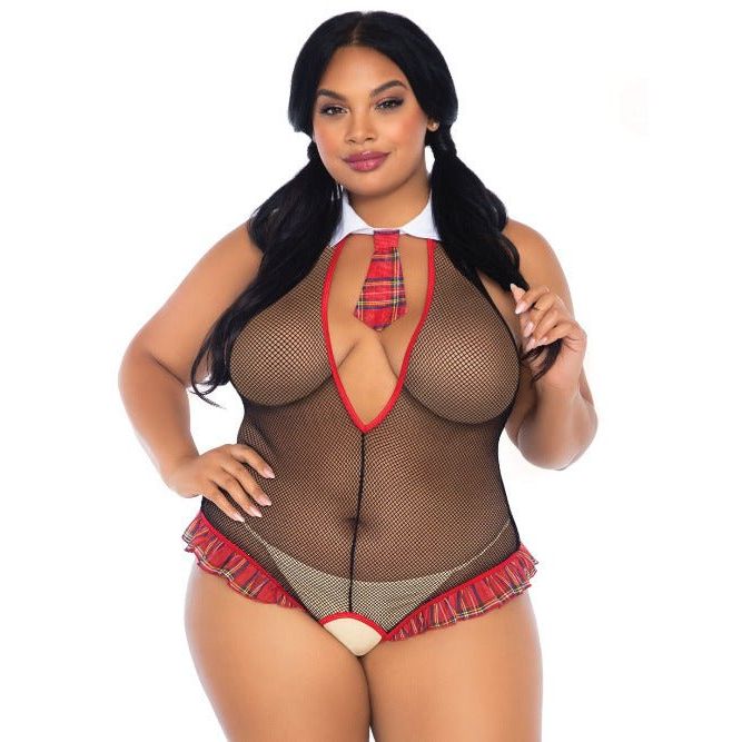 Teachers Pet Schoolgirl Fishnet Teddy - worldclasscostumes